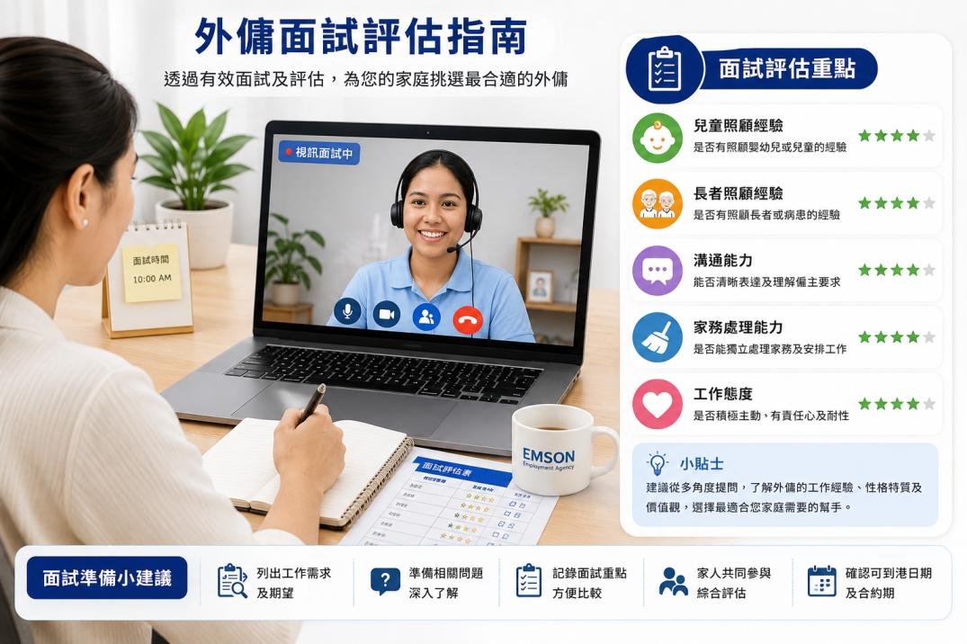 外傭面試評估指南 面試評估重點